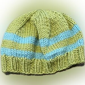 🍄Green Blue Handmade Knit Beanie Hat Cap Winter Outdoor Headwear